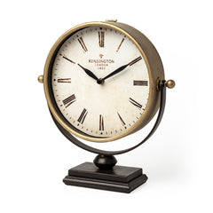 Houston Gold Metal Half Moon Base Table Clock - Ornate Home