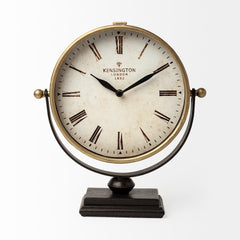 Houston Gold Metal Half Moon Base Table Clock - Ornate Home