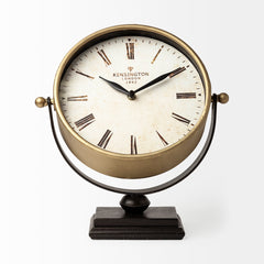 Houston Gold Metal Half Moon Base Table Clock - Ornate Home