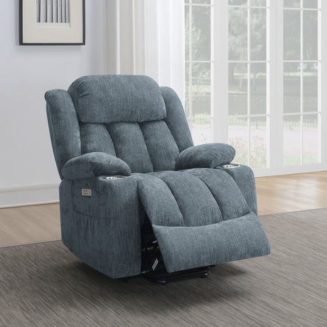 Houston Slate Blue Power Lift Recliner - Ornate Home