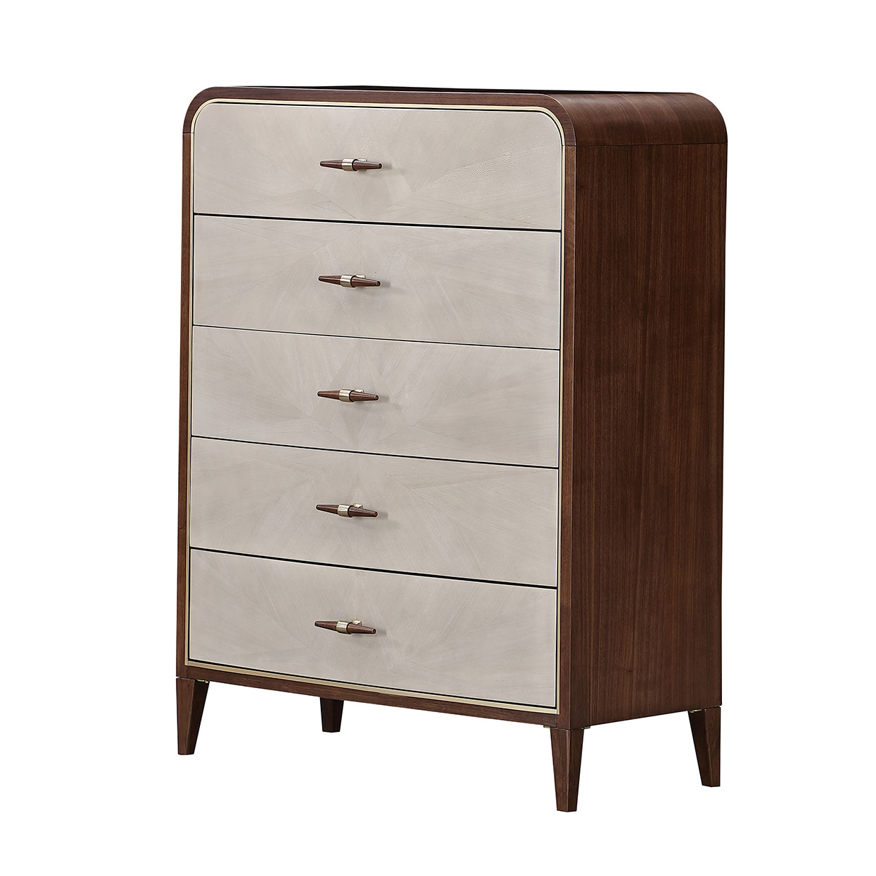 Houston Walnut 5-Drawer Chest - Ornate Home
