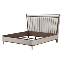 Houston Walnut/Porcini Eastern King Channel Tufted Panel Bed - Ornate Home