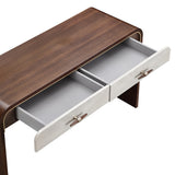 Houston Walnut Vanity Table with Mirror - Ornate Home