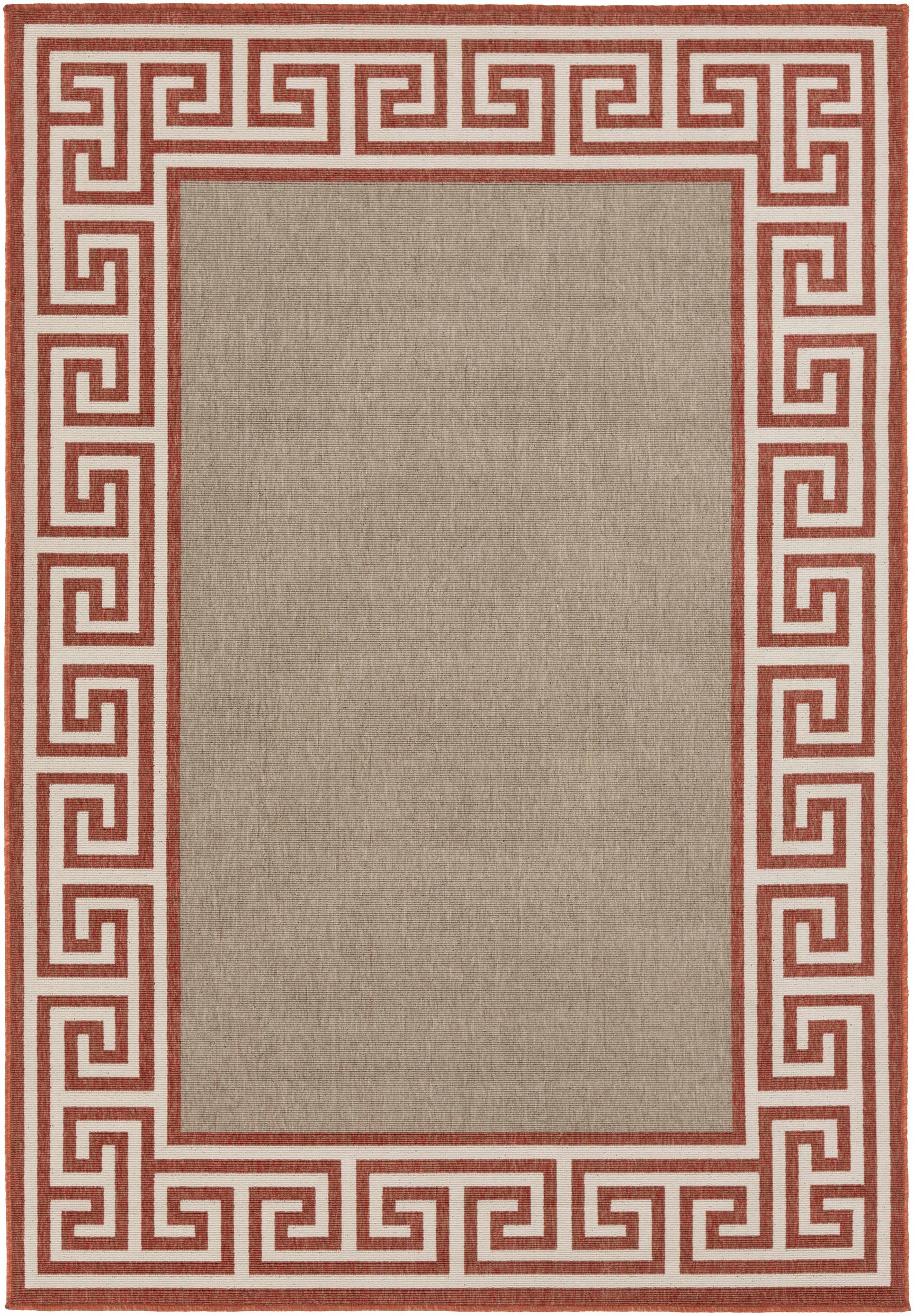 Houtz Red Border Greek Outdoor Rug - Clearance - Ornate Home