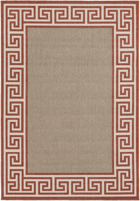 Houtz Red Border Greek Outdoor Rug - Clearance - Ornate Home