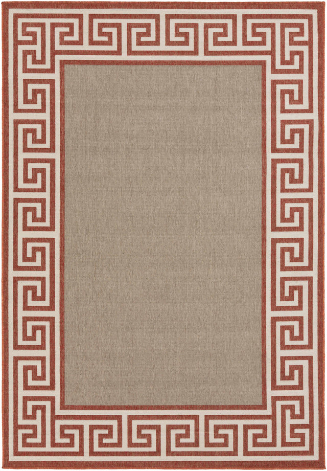 Houtz Red Border Greek Outdoor Rug - Clearance - Ornate Home