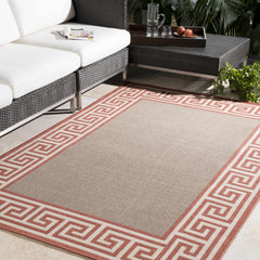 Houtz Red Border Greek Outdoor Rug - Clearance - Ornate Home