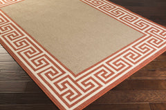 Houtz Red Border Greek Outdoor Rug - Clearance - Ornate Home