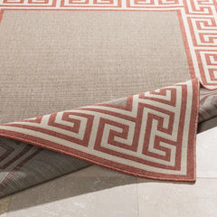 Houtz Red Border Greek Outdoor Rug - Clearance - Ornate Home