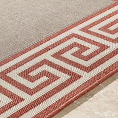 Houtz Red Border Greek Outdoor Rug - Clearance - Ornate Home