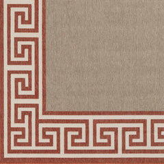 Houtz Red Border Greek Outdoor Rug - Clearance - Ornate Home