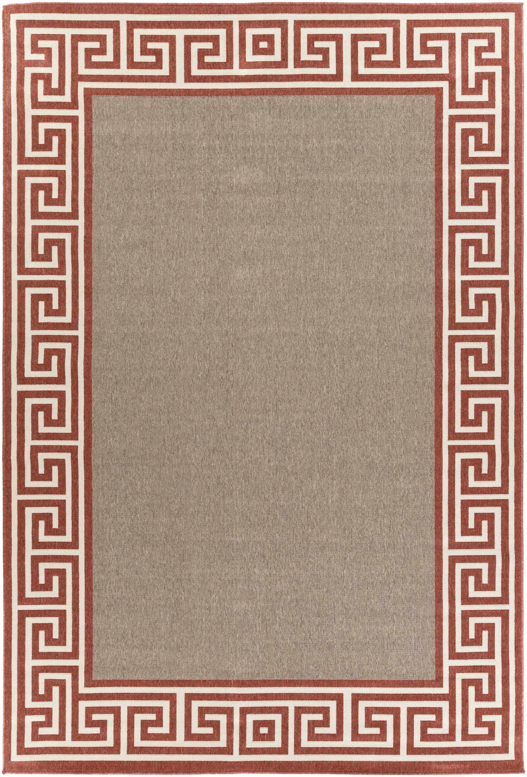 Houtz Red Border Greek Outdoor Rug - Clearance - Ornate Home
