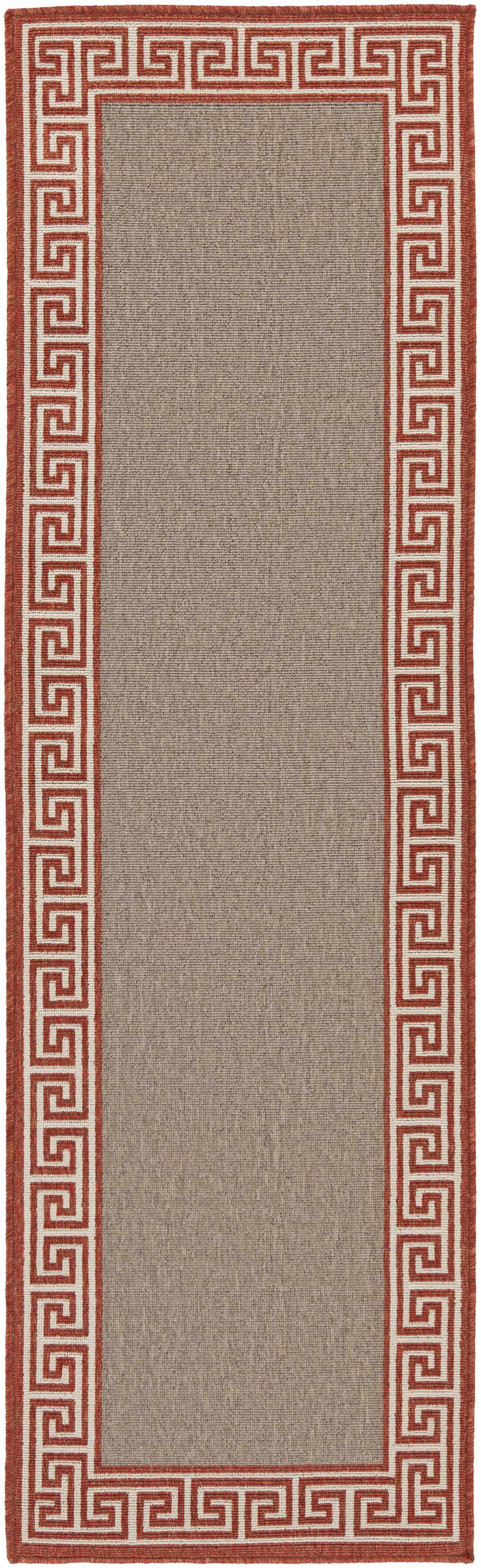 Houtz Red Border Greek Outdoor Rug - Clearance - Ornate Home