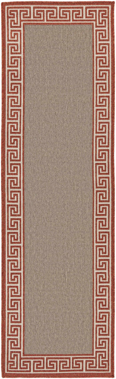 Houtz Red Border Greek Outdoor Rug - Clearance - Ornate Home