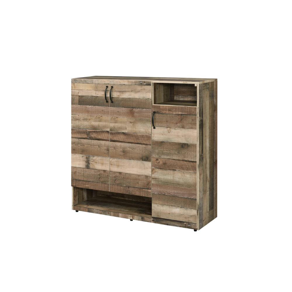 Howia Rustic Gray Oak Shoe Cabinet - Ornate Home
