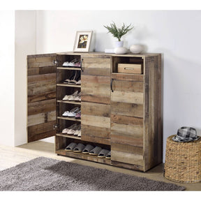Howia Rustic Gray Oak Shoe Cabinet - Ornate Home