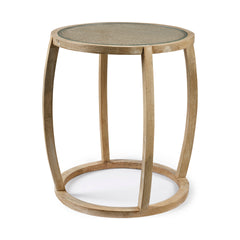 Hubbard Light Brown Wood Round Top with Glass Accent Table - Ornate Home