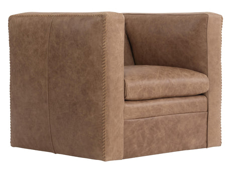 Hudson Beige/Tan Leather Swivel Chair - Ornate Home