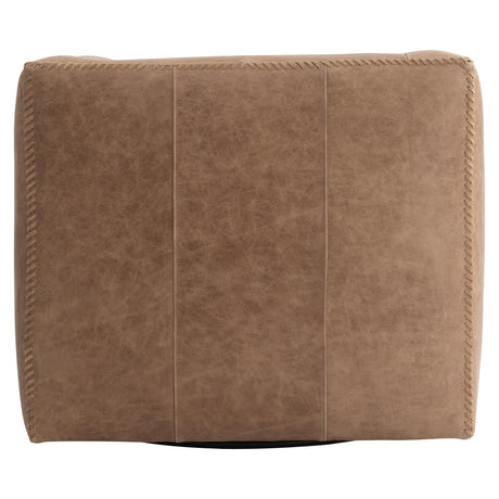 Hudson Beige/Tan Leather Swivel Chair - Ornate Home