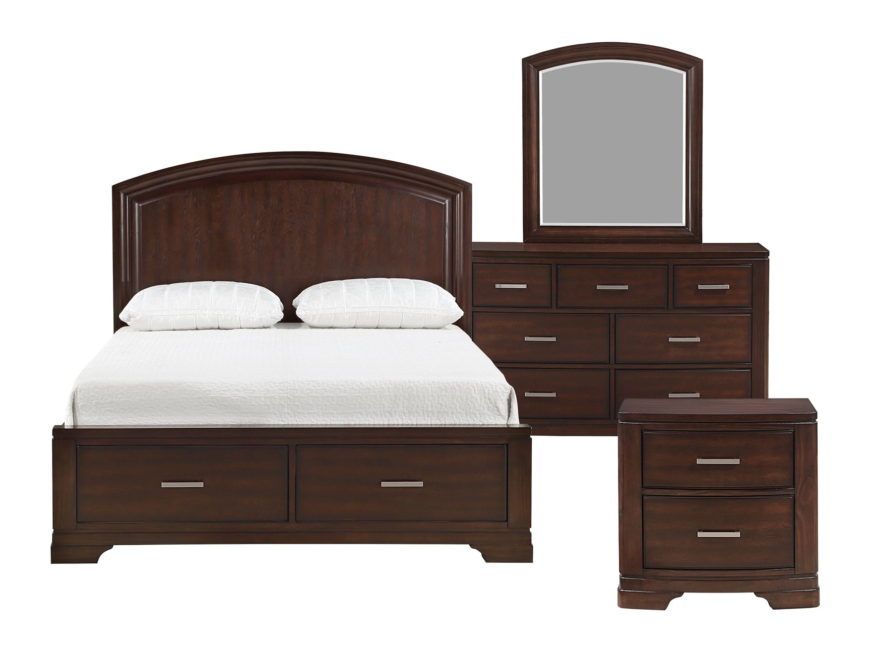 Hudson Cherry 4-Piece Queen Bedroom Set - Ornate Home