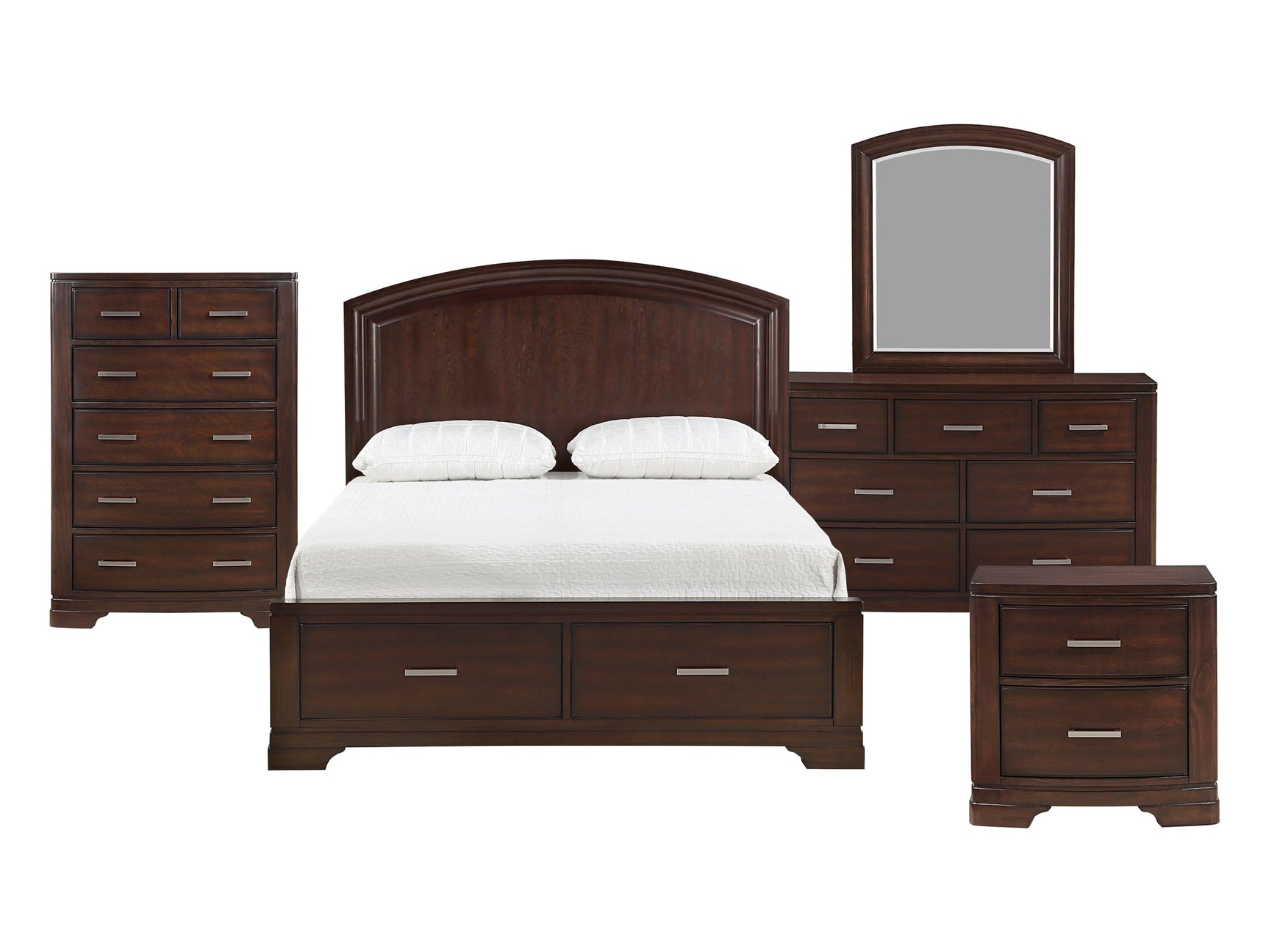 Hudson Cherry 5-Piece Queen Bedroom Set - Ornate Home