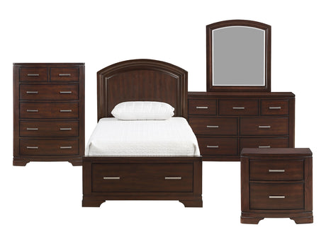 Hudson Cherry 5-Piece Twin Bedroom Set - Ornate Home