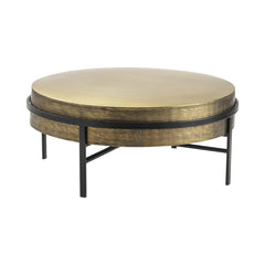 Hudson Gold/Black Textured Brass Cocktail Table - Ornate Home