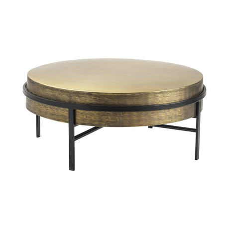 Hudson Gold/Black Textured Brass Cocktail Table - Ornate Home