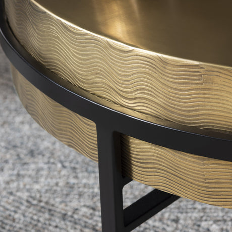 Hudson Gold/Black Textured Brass Cocktail Table - Ornate Home