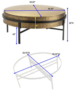 Hudson Gold/Black Textured Brass Cocktail Table - Ornate Home
