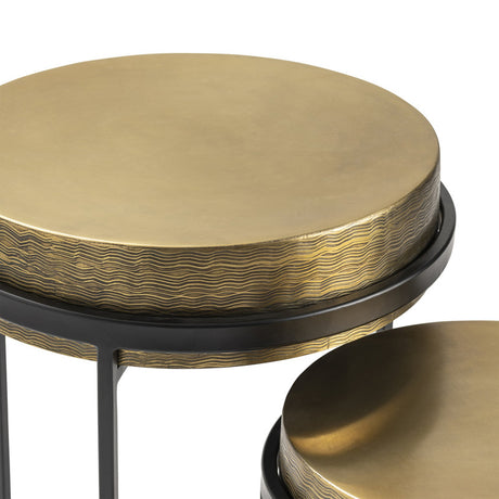 Hudson Gold/Black Textured Brass Nesting Tables - Ornate Home