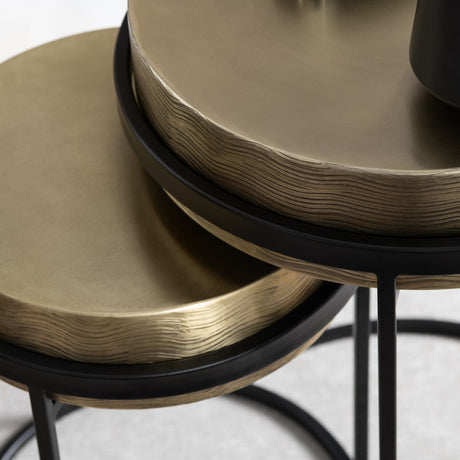 Hudson Gold/Black Textured Brass Nesting Tables - Ornate Home