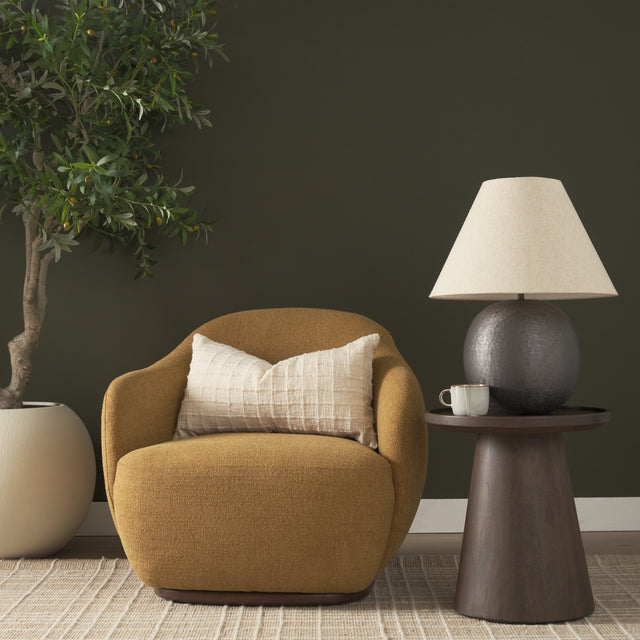 Hudson Mustard Fabric Upholstered Swivel Chair - Ornate Home