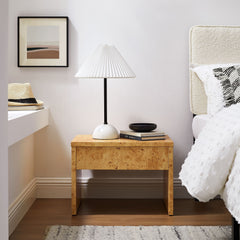 Hudson Natural 1-Drawer Burl Wood Nightstand - Ornate Home