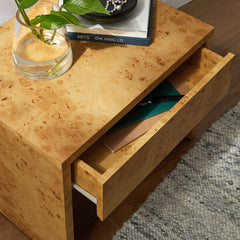 Hudson Natural 1-Drawer Burl Wood Nightstand - Ornate Home