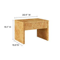 Hudson Natural 1-Drawer Burl Wood Nightstand - Ornate Home