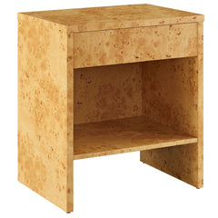 Hudson Natural 1-Drawer Burl Wood Nightstand With Shelf - Ornate Home