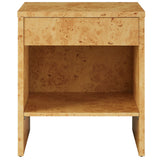 Hudson Natural 1-Drawer Burl Wood Nightstand With Shelf - Ornate Home