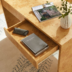 Hudson Natural 2-Drawer Burl Wood Desk - Ornate Home