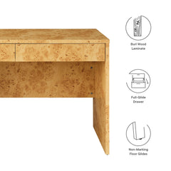 Hudson Natural 2-Drawer Burl Wood Desk - Ornate Home