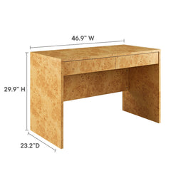 Hudson Natural 2-Drawer Burl Wood Desk - Ornate Home