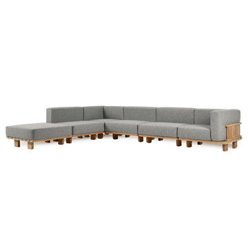Hudson Natural/Gray Outdoor 6 Piece Sectional - Ornate Home