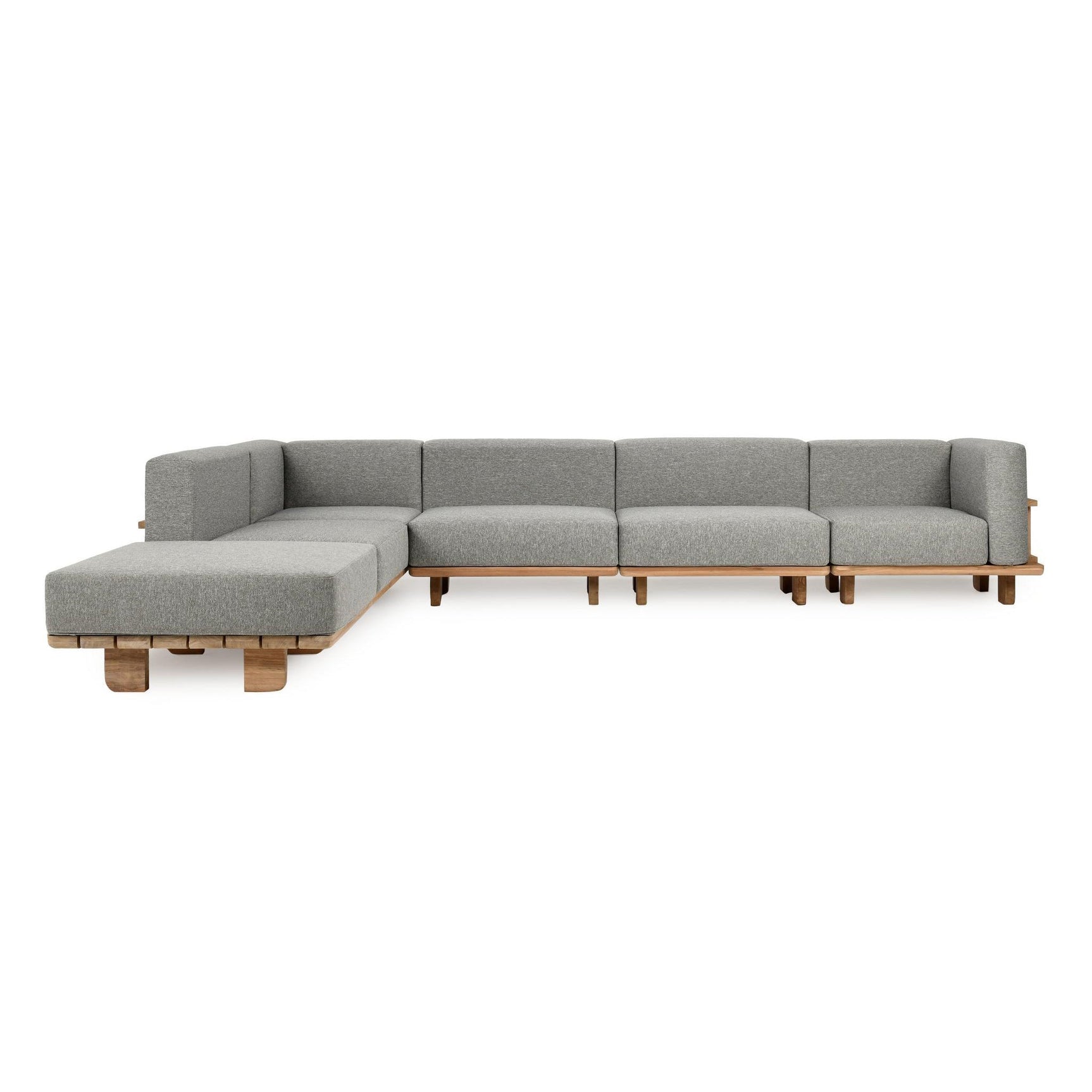 Hudson Natural/Gray Outdoor 6 Piece Sectional - Ornate Home