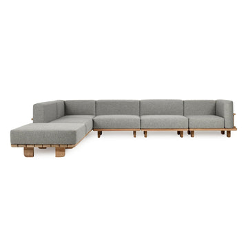 Hudson Natural/Gray Outdoor 6 Piece Sectional - Ornate Home