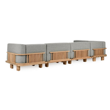 Hudson Natural/Gray Outdoor 6 Piece Sectional - Ornate Home