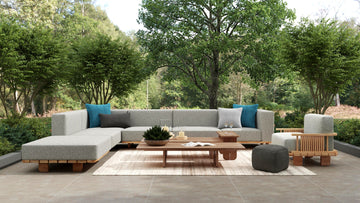 Hudson Natural/Gray Outdoor 6 Piece Sectional - Ornate Home