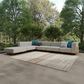 Hudson Natural/Gray Outdoor 6 Piece Sectional - Ornate Home