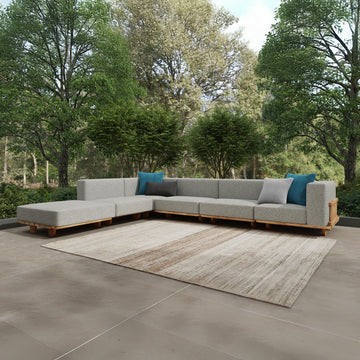Hudson Natural/Gray Outdoor 6 Piece Sectional - Ornate Home
