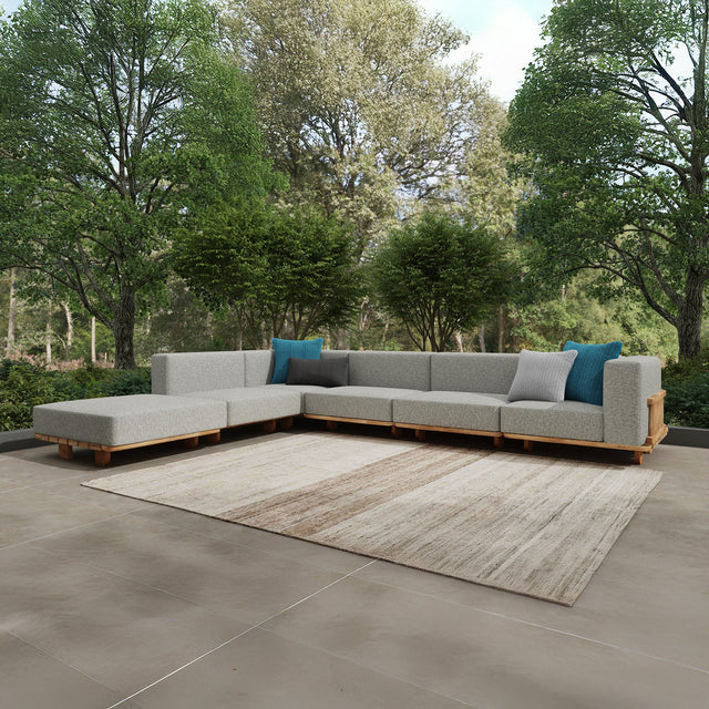 Hudson Natural/Gray Outdoor 6 Piece Sectional - Ornate Home