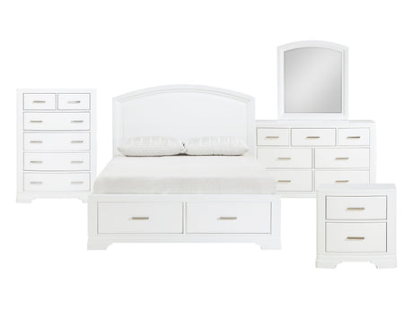 Hudson White 5-Piece Queen Bedroom Set - Ornate Home